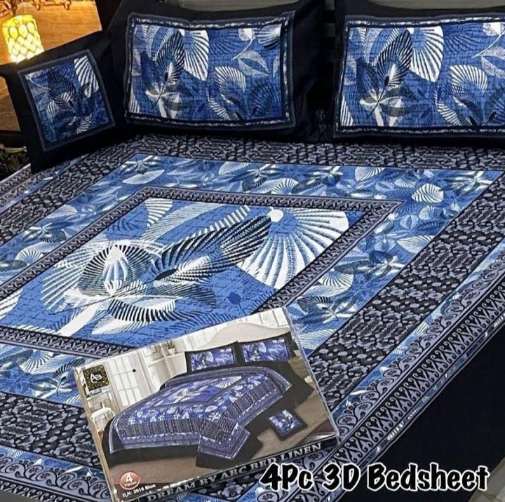 4pc 3D Crystal Cotton Bedsheet
