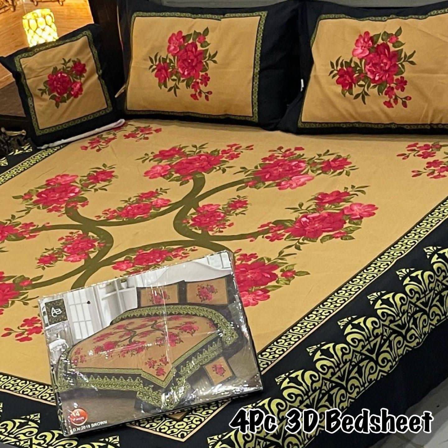 4pc 3D Crystal Cotton Bedsheet