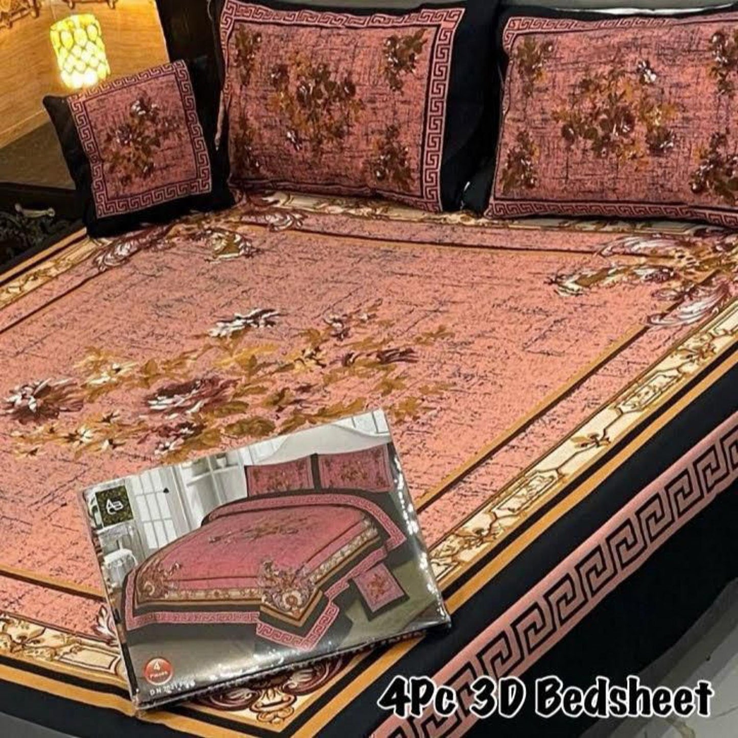 4pc 3D Crystal Cotton Bedsheet