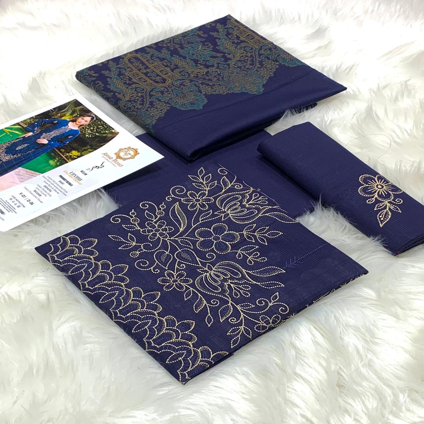 3pc Embroidered Doria Lawn