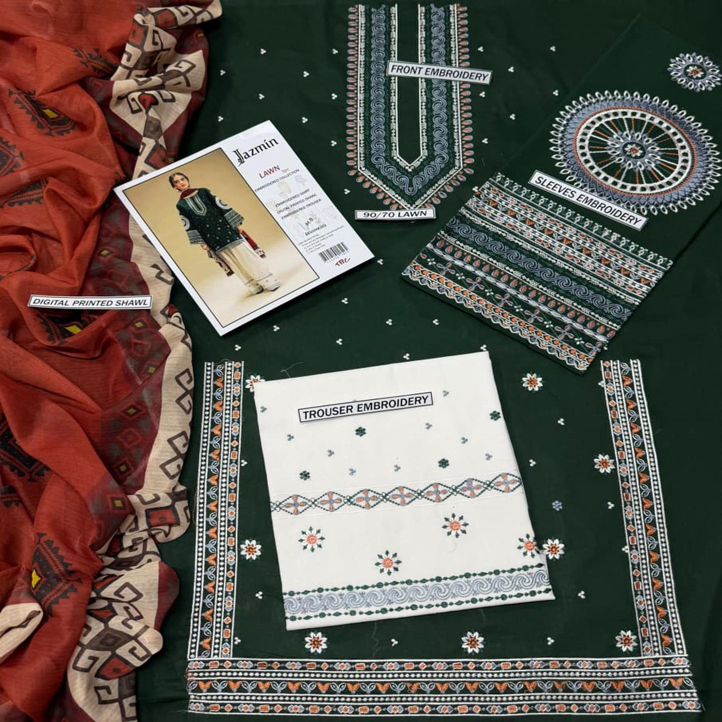 3pc Embroidered Lawn