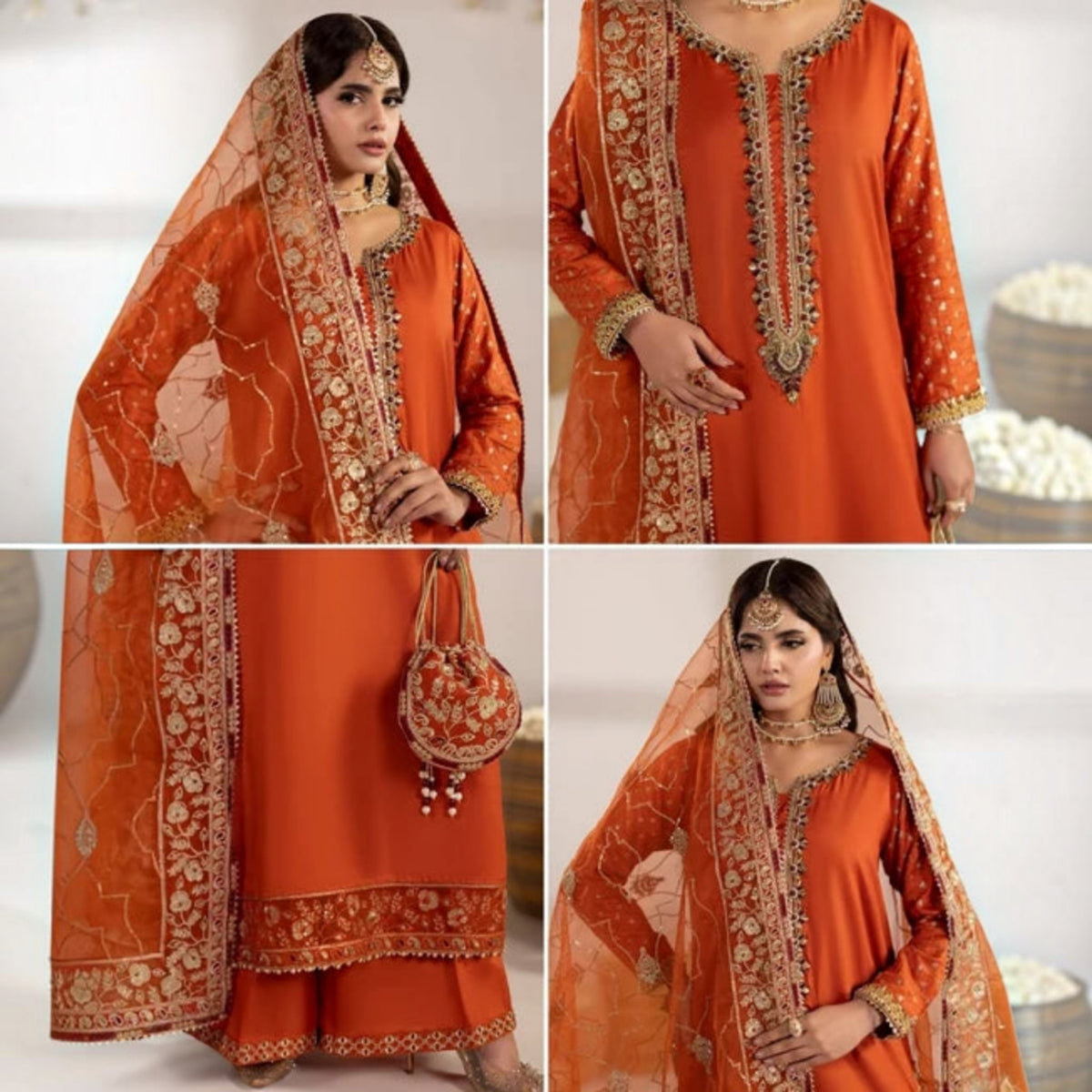3-Piece Embroidered Dhanak Unstitched Suit