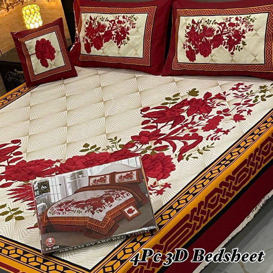 4pc 3D Crystal Cotton Bedsheet