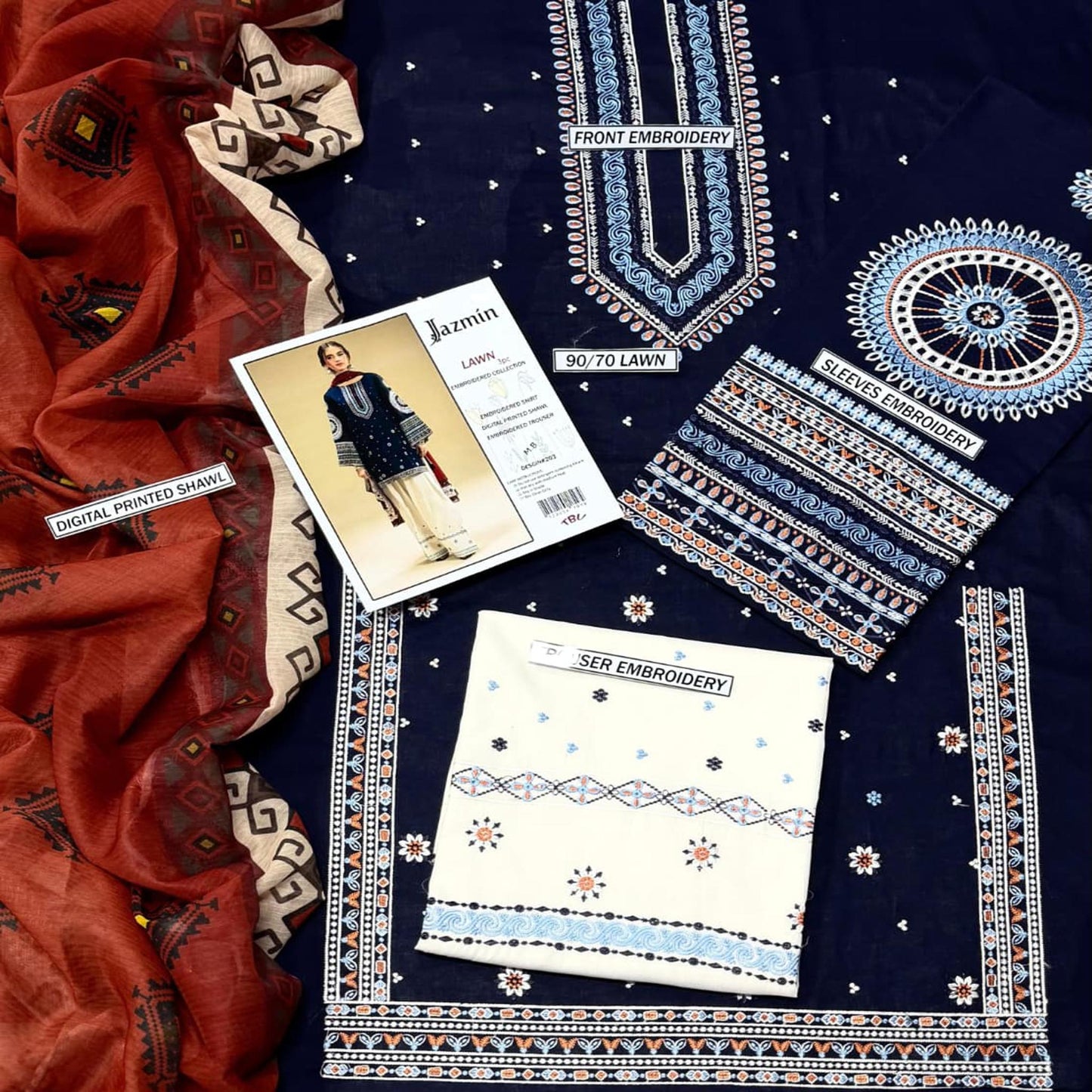 3pc Embroidered Lawn