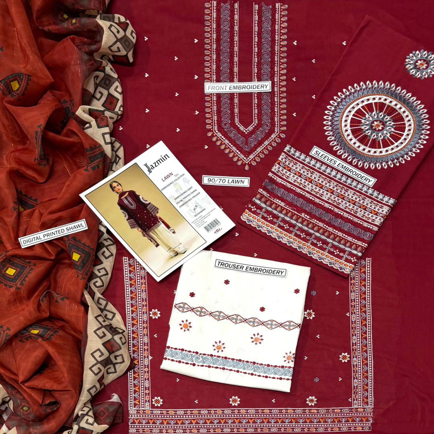 3pc Embroidered Lawn