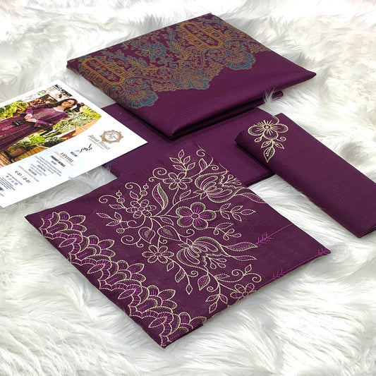 3pc Embroidered Doria Lawn