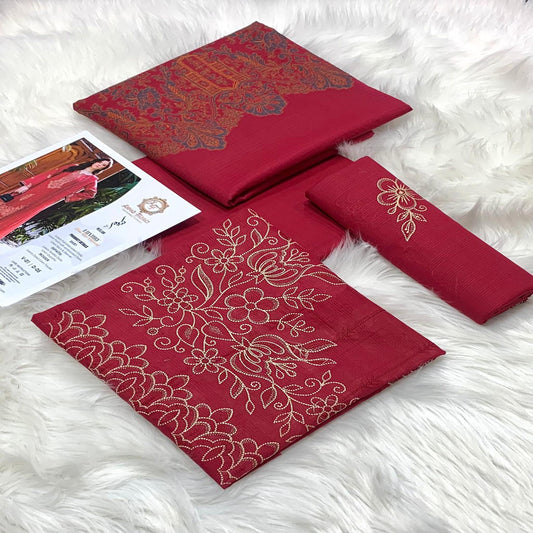 3pc Embroidered Doria Lawn