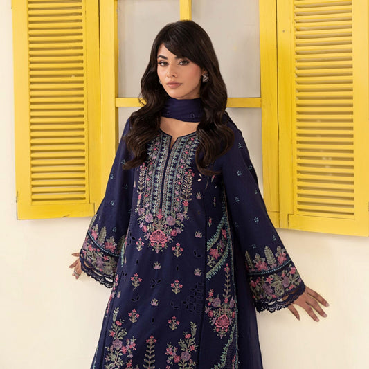 3-Piece Embroidered Dhanak Unstitched Suit