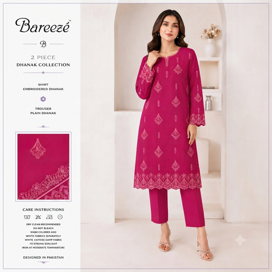 2-Peice Embroidered Dhanak Unstitched Suit