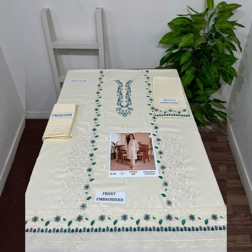2-Piece Embroidered Dhanak Unstitched