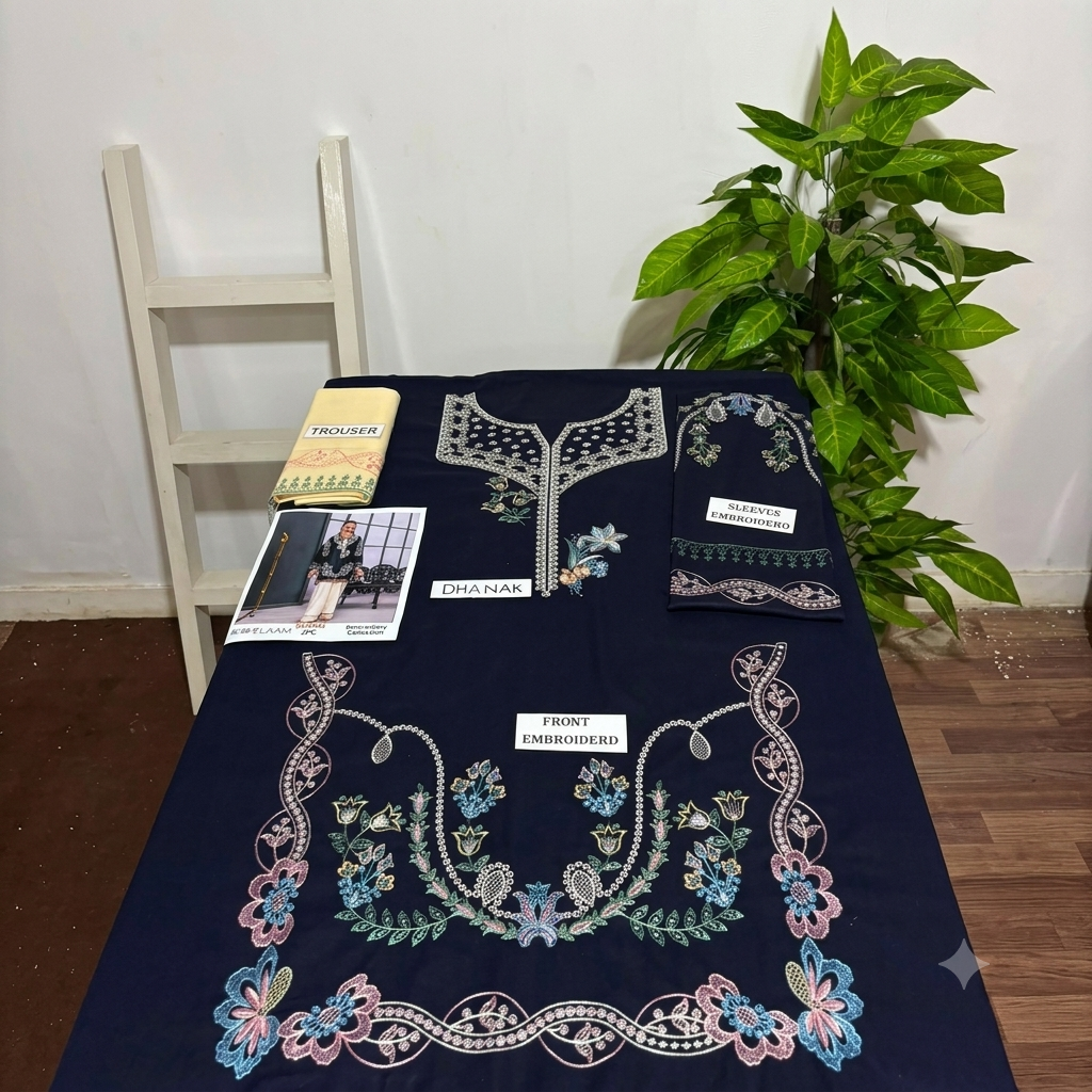 2-Piece Embroidered Dhanak Unstitched