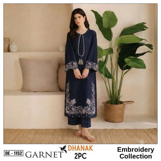 2-Piece Embroidered Dhanak Unstitched