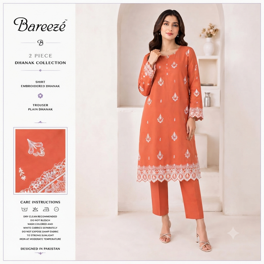 2-Piece Embroidered Dhanak Unstitched Suit