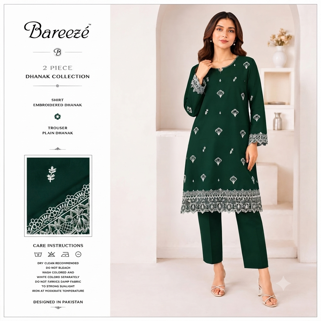2-Peice Embroidered Dhanak Unstitched Suit