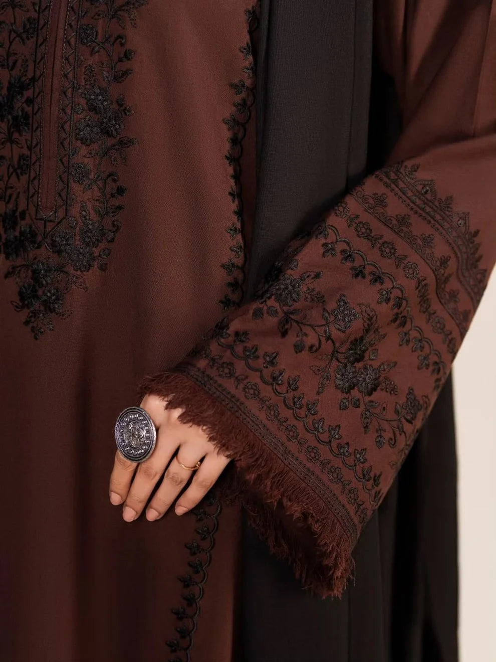 3-Piece Embroidered Dhanak Unstitched Suit