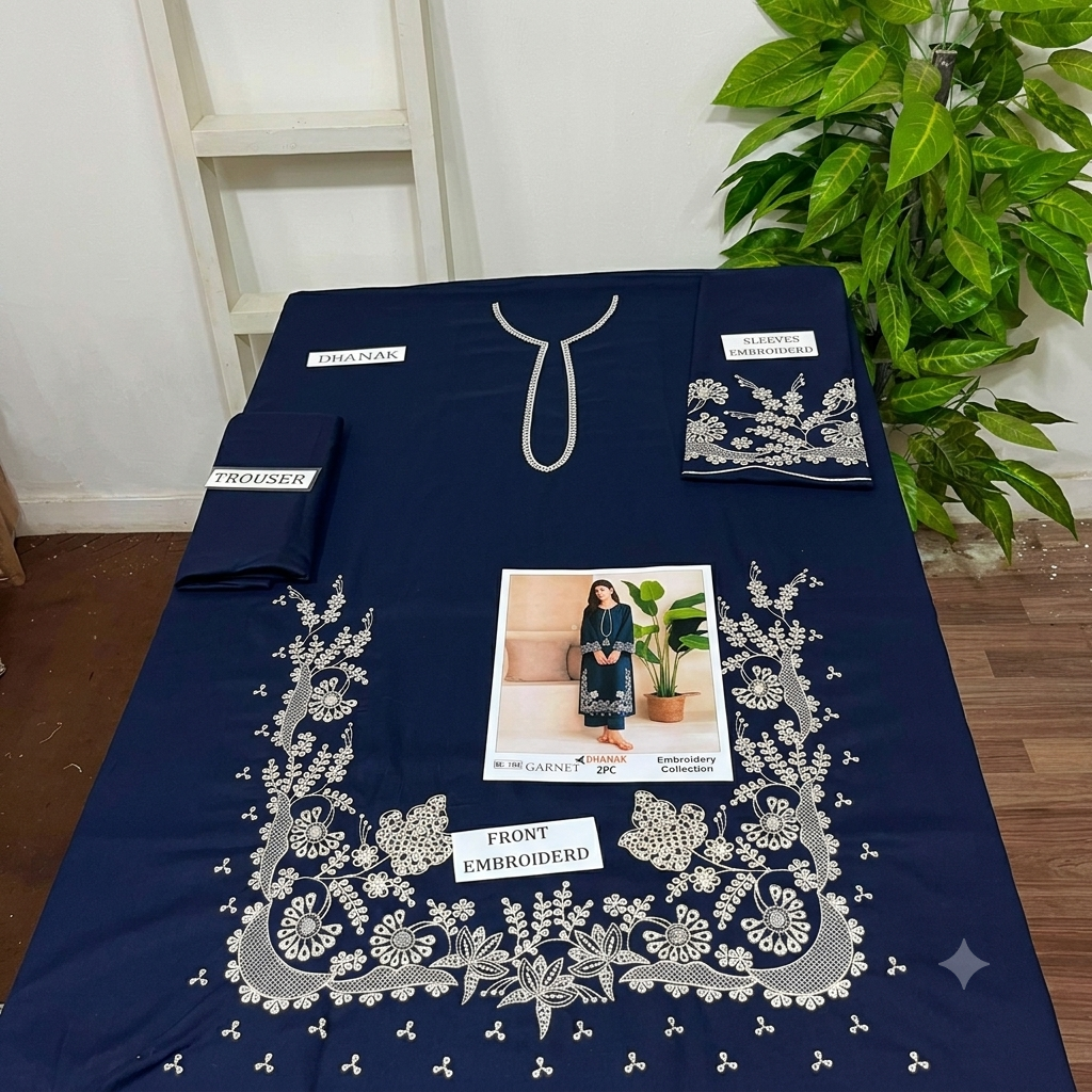 2-Piece Embroidered Dhanak Unstitched