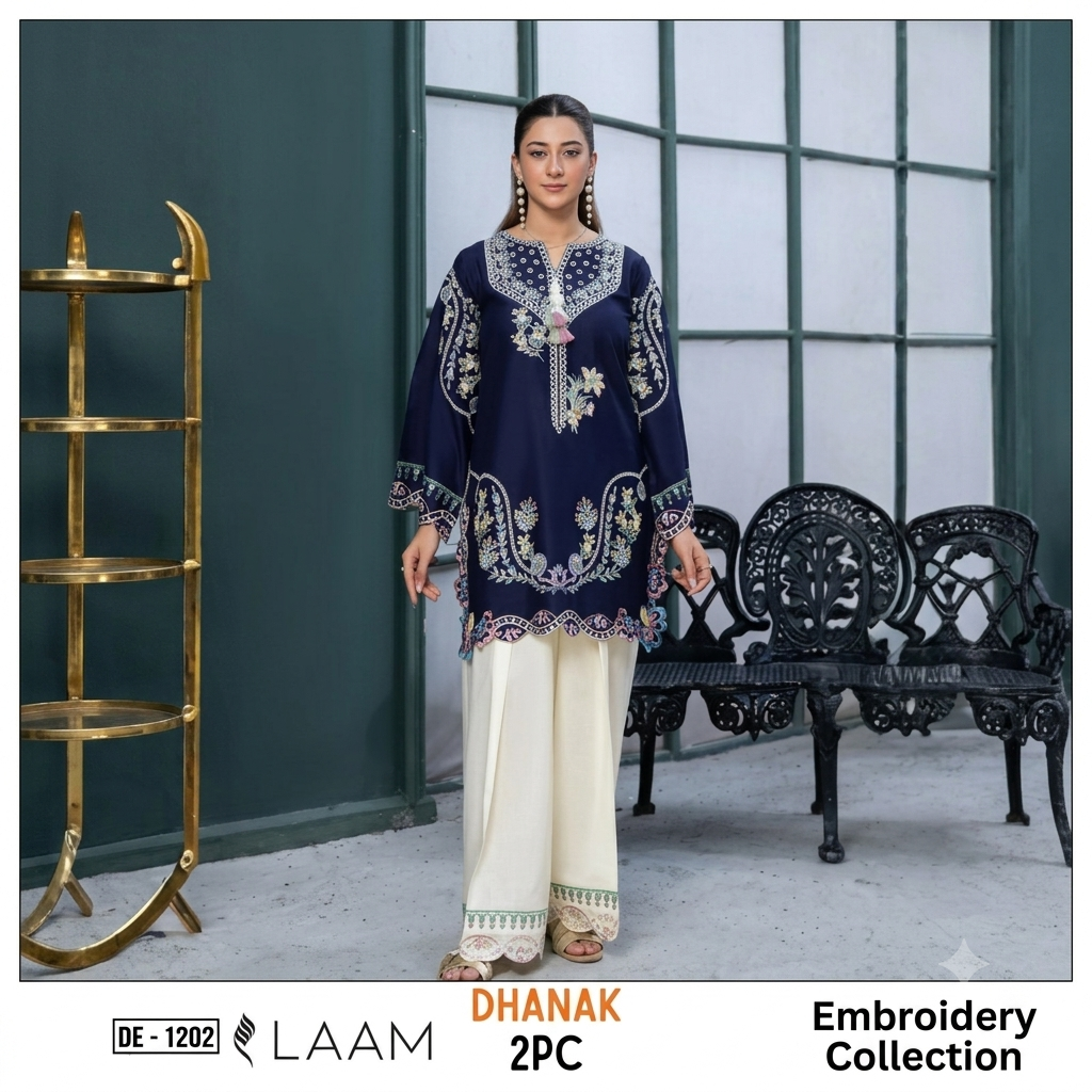 2-Piece Embroidered Dhanak Unstitched