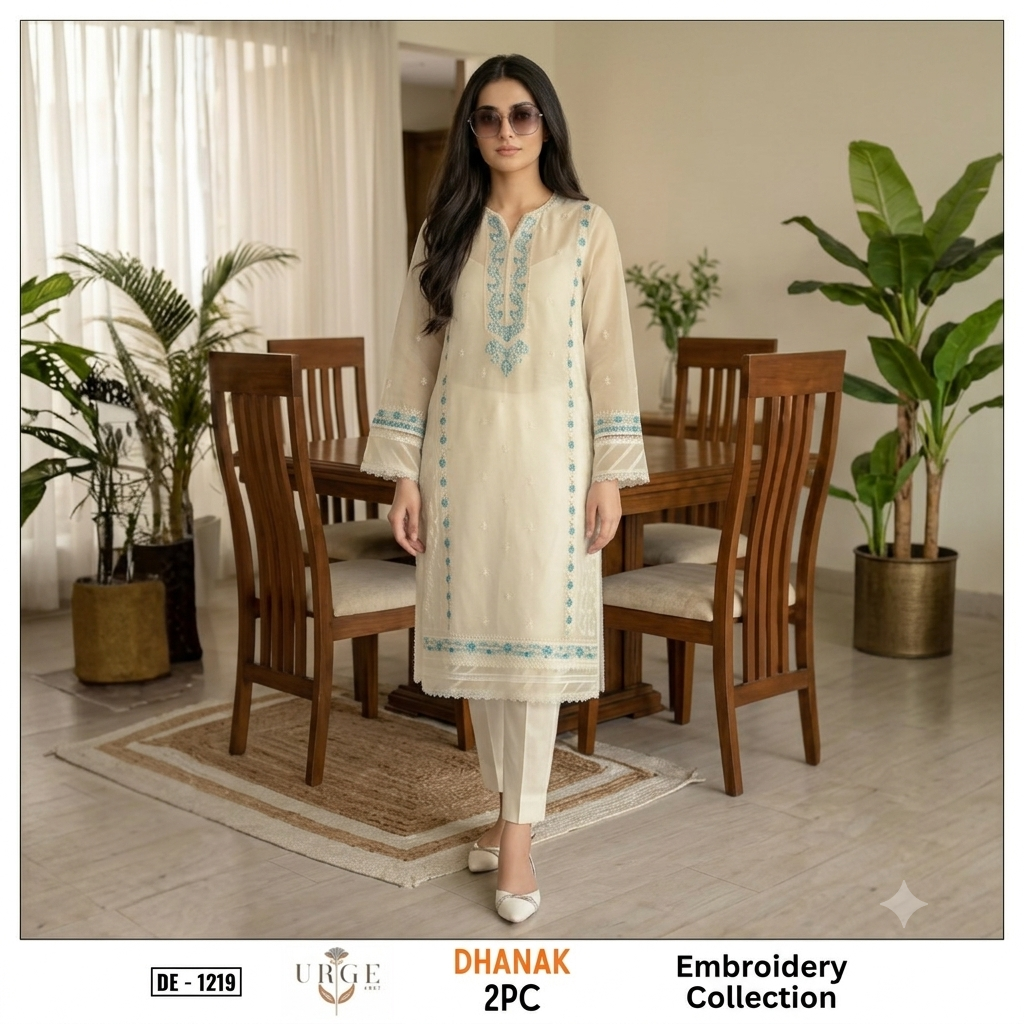 2-Piece Embroidered Dhanak Unstitched